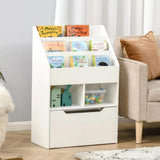 HOMCOM Kids Bookcase Multi-Shelf Book Rack with Mobile Drawer, White