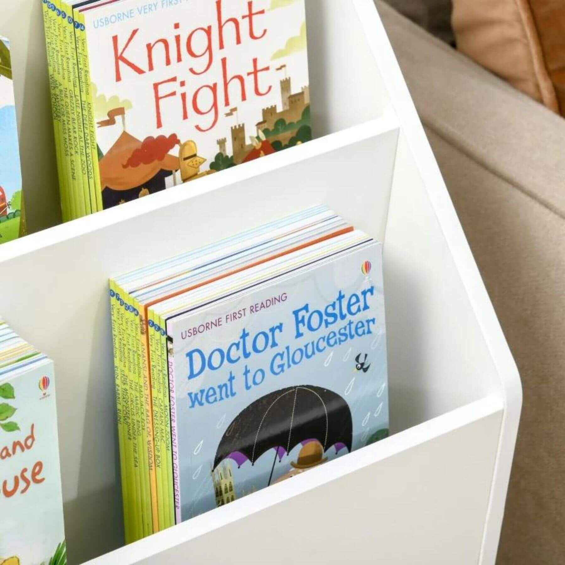HOMCOM Kids Bookcase Multi-Shelf Book Rack with Mobile Drawer, White