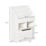 HOMCOM Kids Bookcase Multi-Shelf Book Rack with Mobile Drawer, White