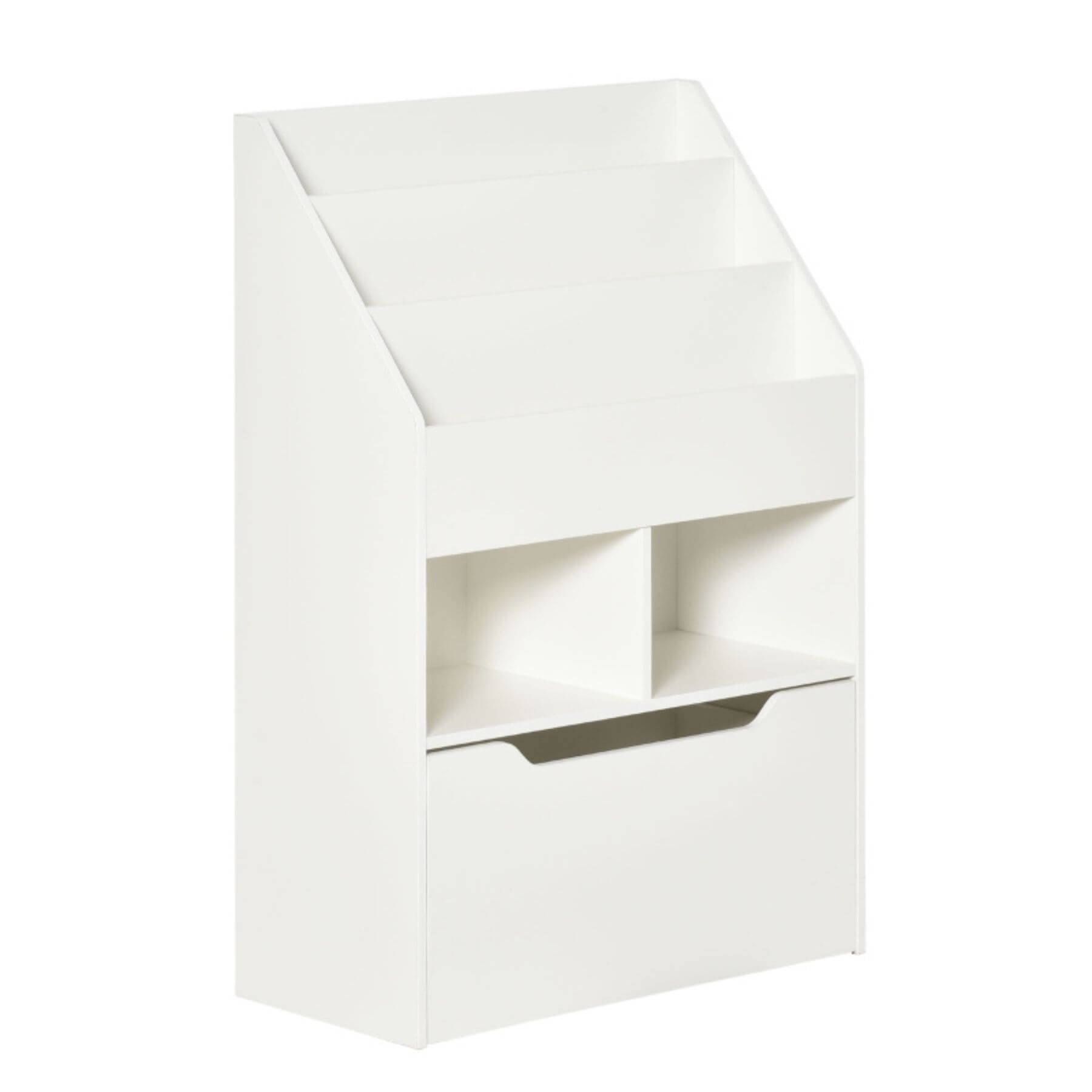 HOMCOM Kids Bookcase Multi-Shelf Book Rack with Mobile Drawer, White