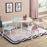 Civil HN Children's White Panel Table with 4 Chairs Set