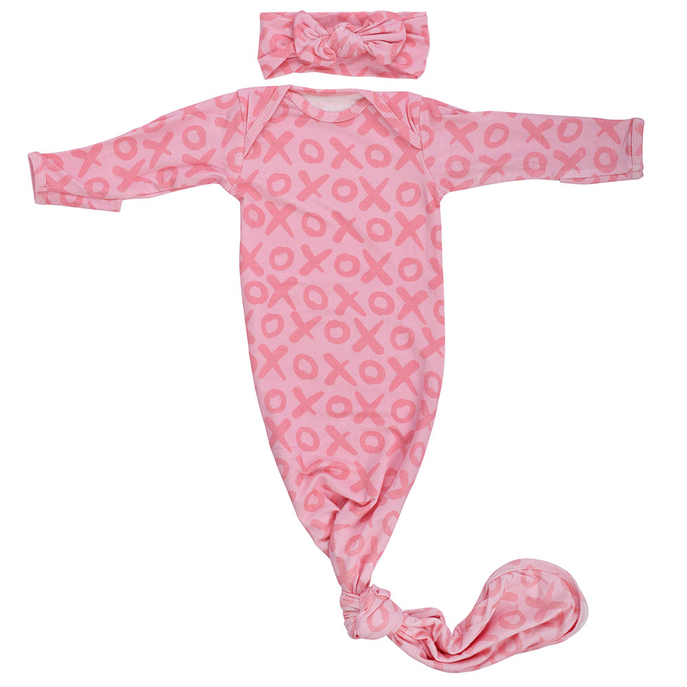 XOXO Love Valentine's Day Knotted Newborn Baby Gown