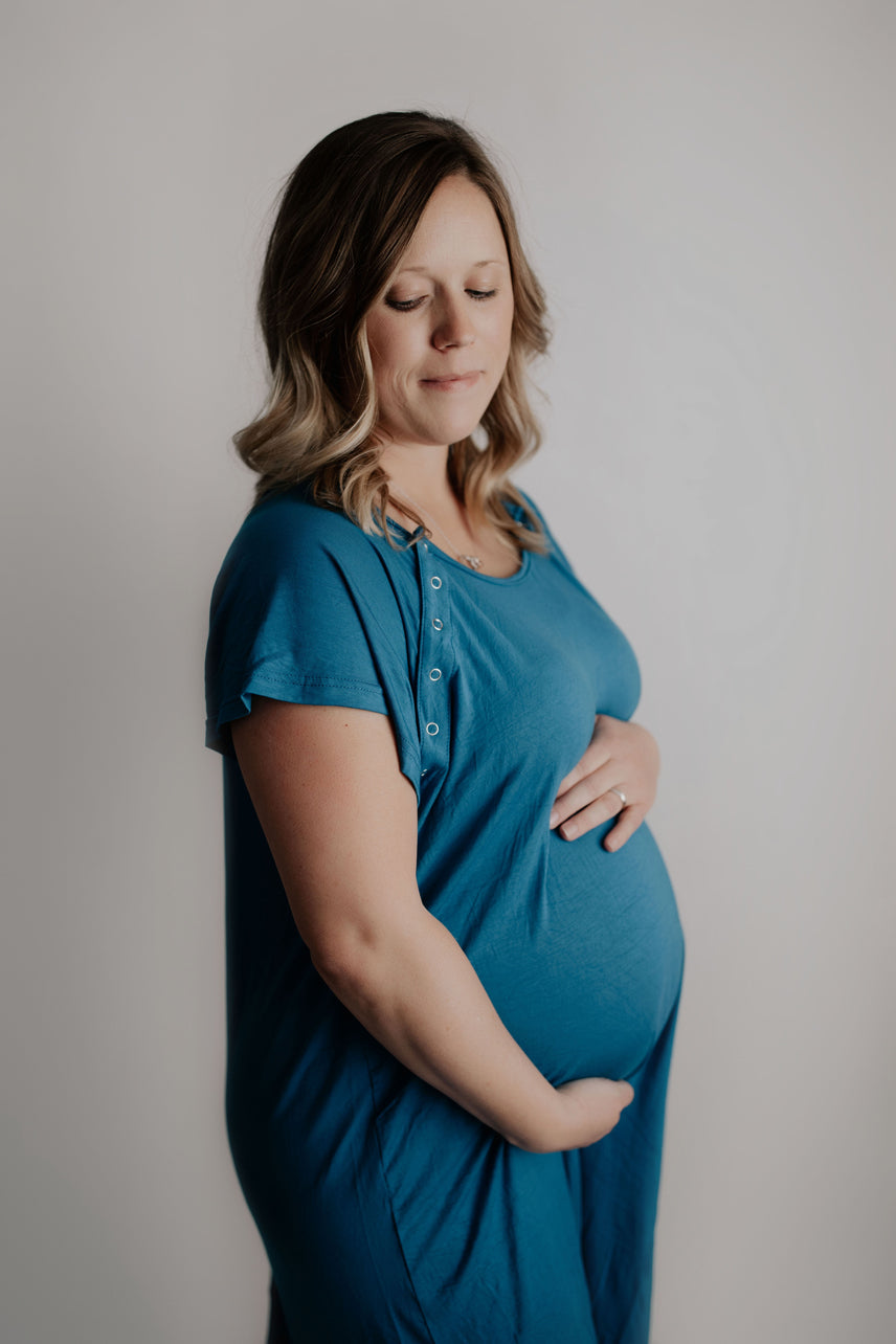 Breathable and comfortable labor gowns, ideal for pre and post-baby lounging and a great hospital gown alternative.