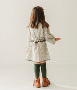 Three Little Tots Lace Yoke Off-White and Grey Printed Dress, alternate angle