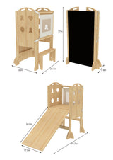 Three Little Tots Laurel 4-in-1 Foldable Kitchen Tower Step Stool Slide and Chalkboard for Toddlers, ninth additional photo
