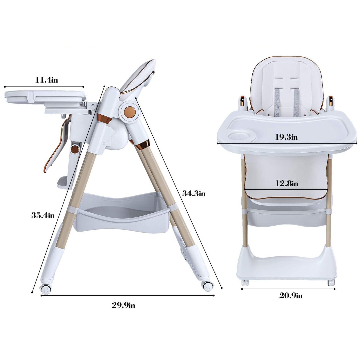 Leavader Adjustable Baby High Chair 0-6 Years, White