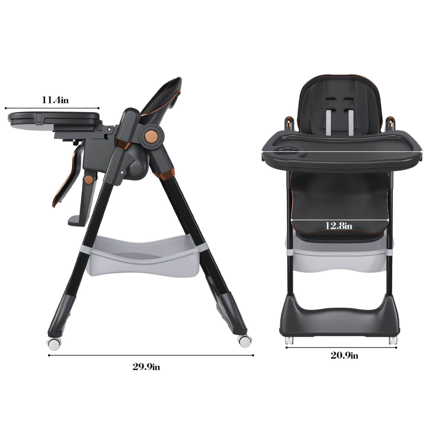 Leavader Adjustable Baby High Chair 0-6 Years, Black