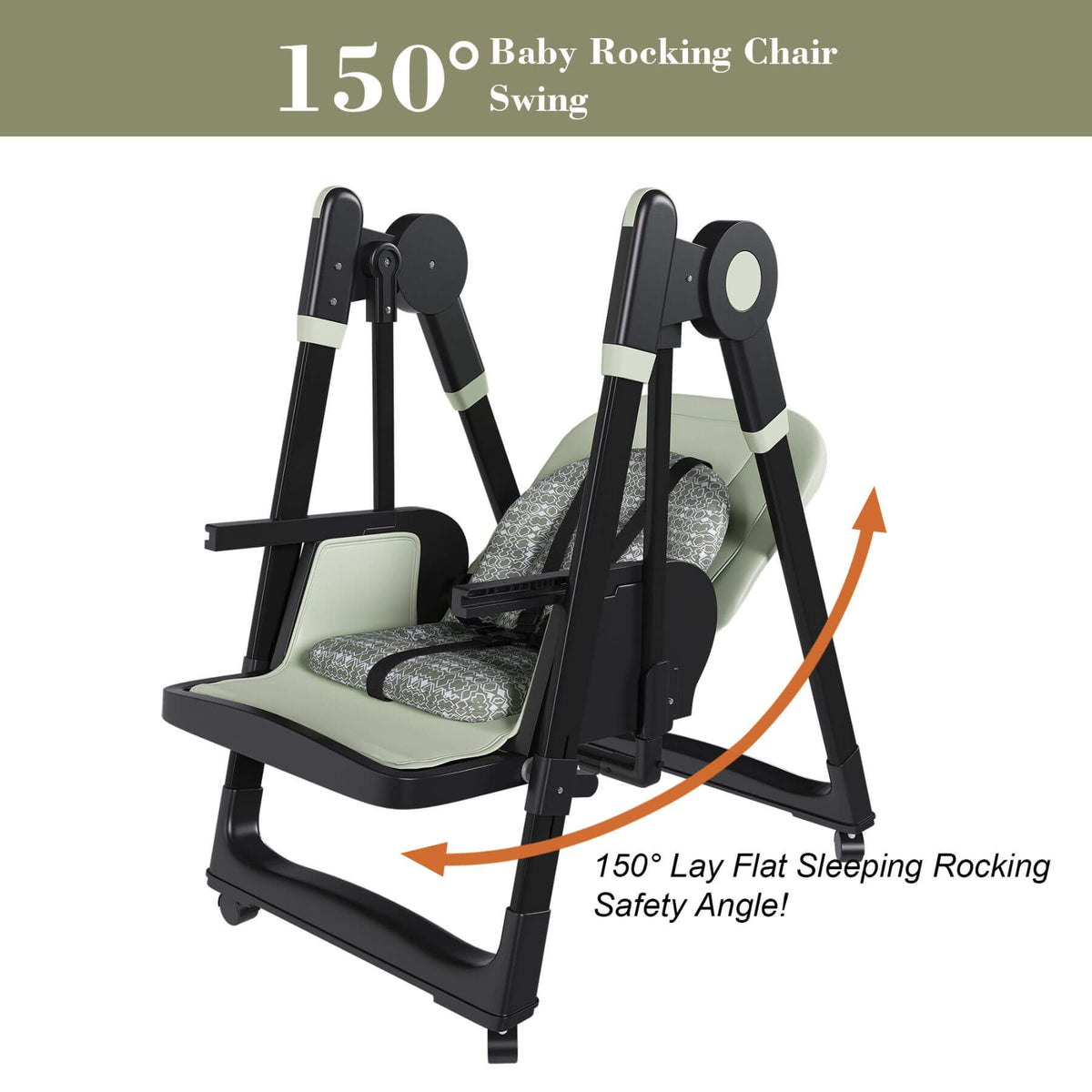 Leavader Adjustable Baby High Chair 0-6 Years, Dark Green