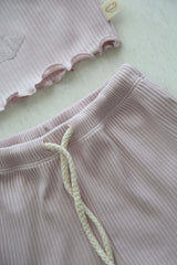 Lilac Crop-Top Delicate Girls Top and Bottom Set
