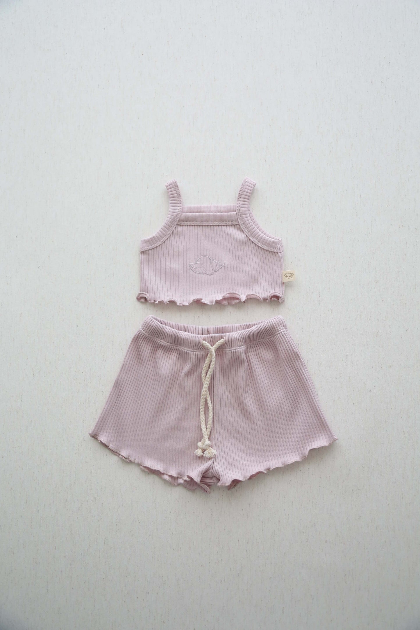 Lilac Crop-Top Delicate Girls Top and Bottom Set