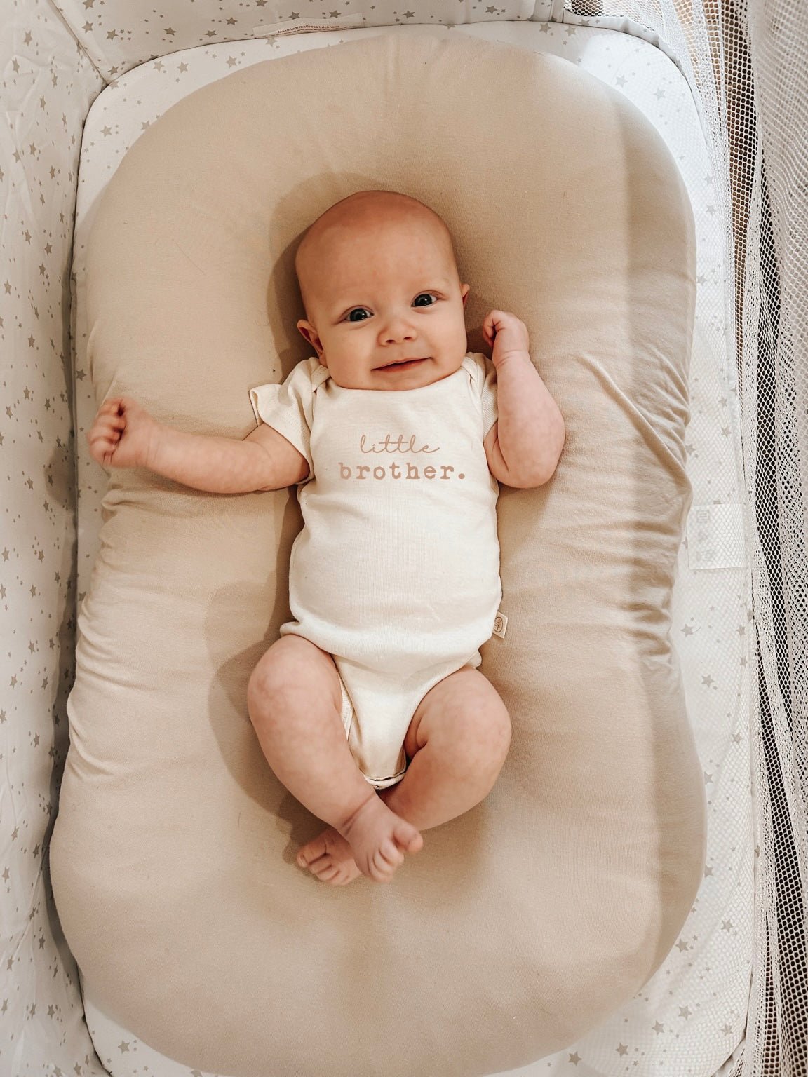 Three Little Tots Little Brother Clay Organic Cotton Baby Bodysuit Short Sleeve, alternate angle