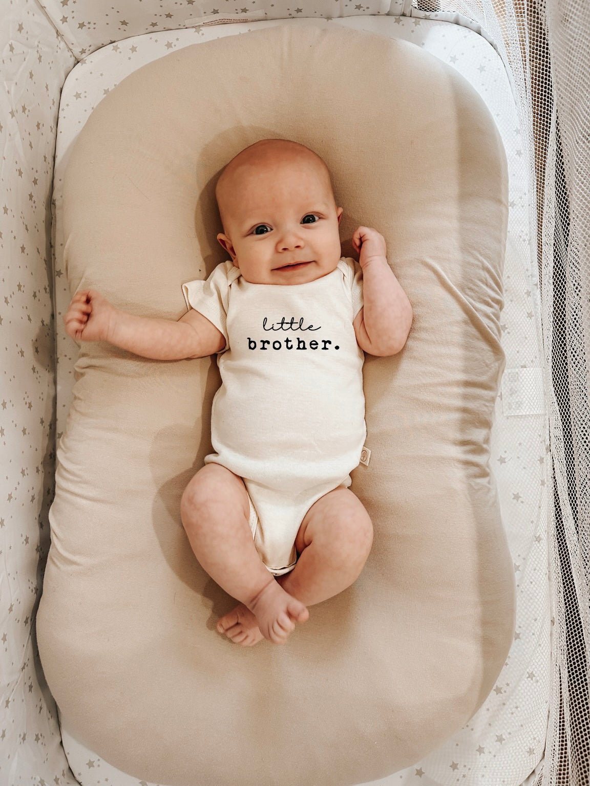 Three Little Tots Little Brother Organic Cotton Short Sleeve Baby Bodysuit, alternate angle