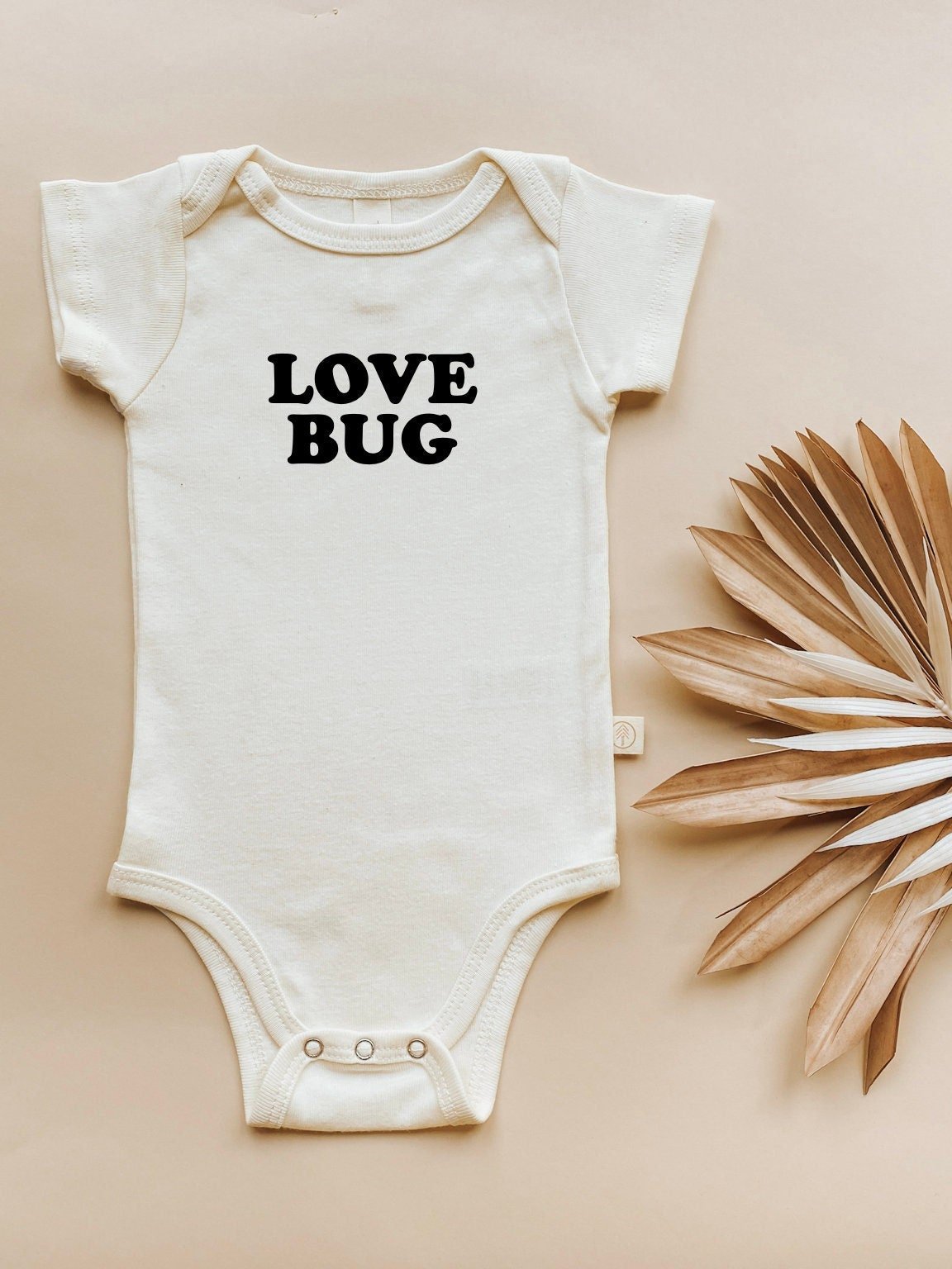 Three Little Tots Love Bug Organic Baby Bodysuit, in Black