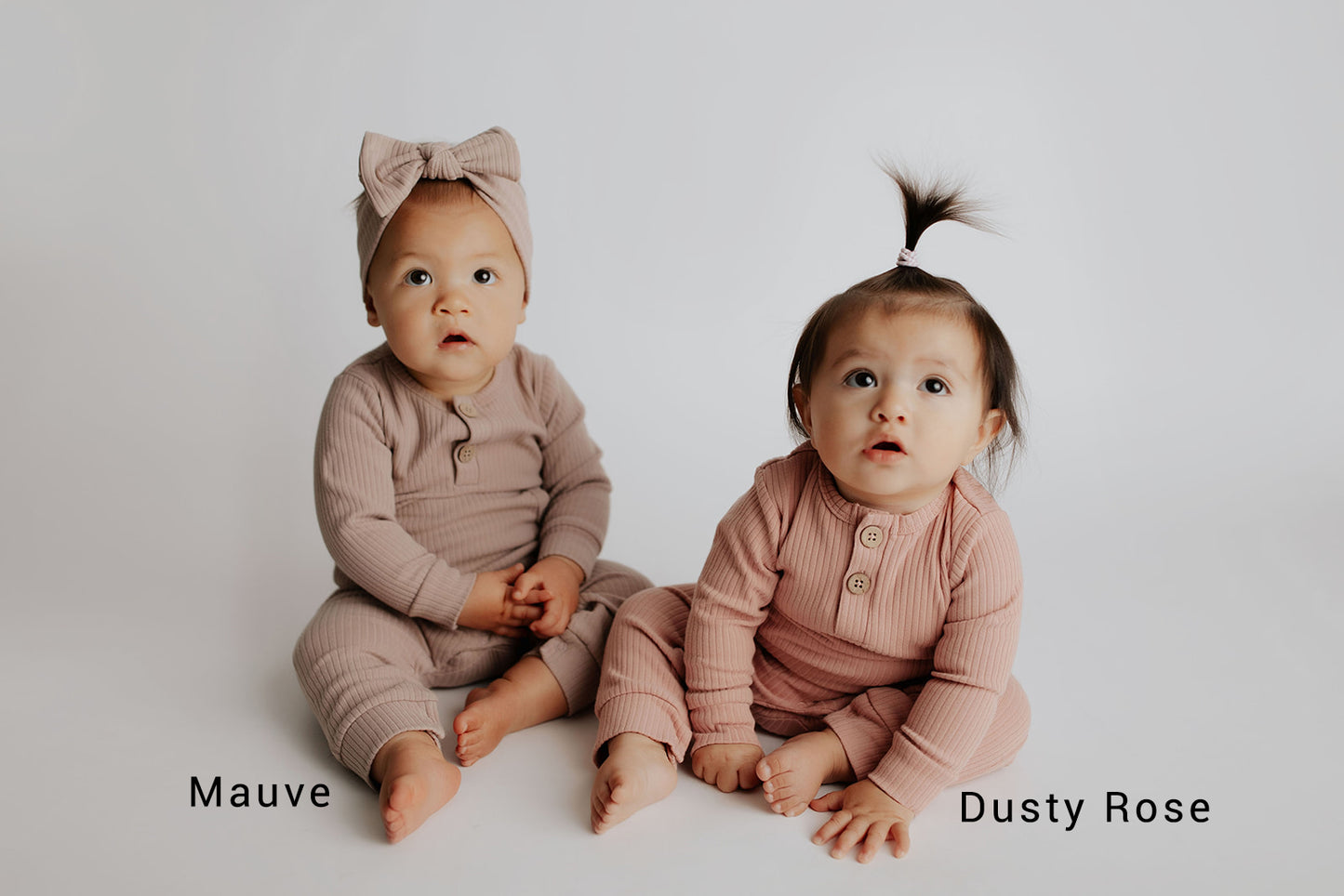 Mauve Baby Ribbed Playsuit with pockets