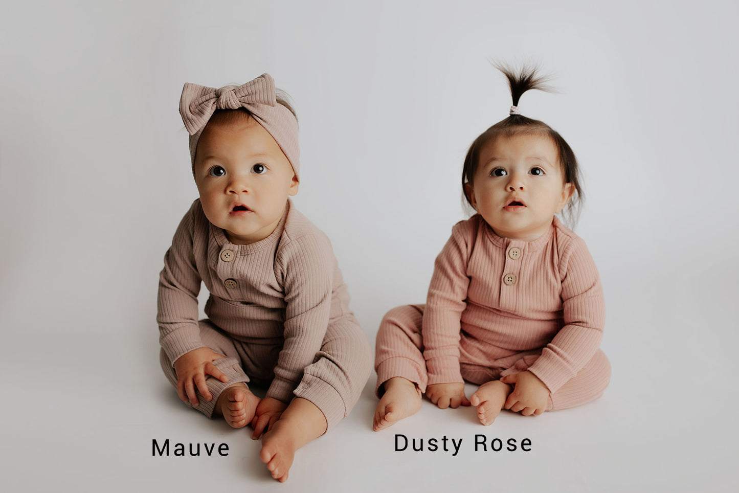 Mauve Baby Ribbed Playsuit with pockets