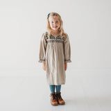 Meadow Breeze Linen Embroidered Oasis Dress | Girls' Smocked Linen Dress