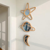 Rattan Star Wall Mirror – Boho & Space Kids Room Decor - Celestial Theme - Universe theme kids room