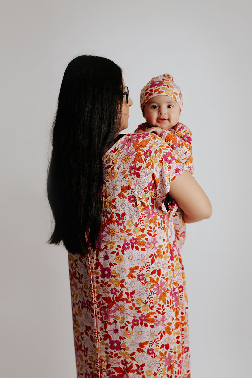Breastfeeding made easy at night time with the Three Little Tots nightgown prefect for bedtime and labor. Matching soft knotted newborn baby gown.