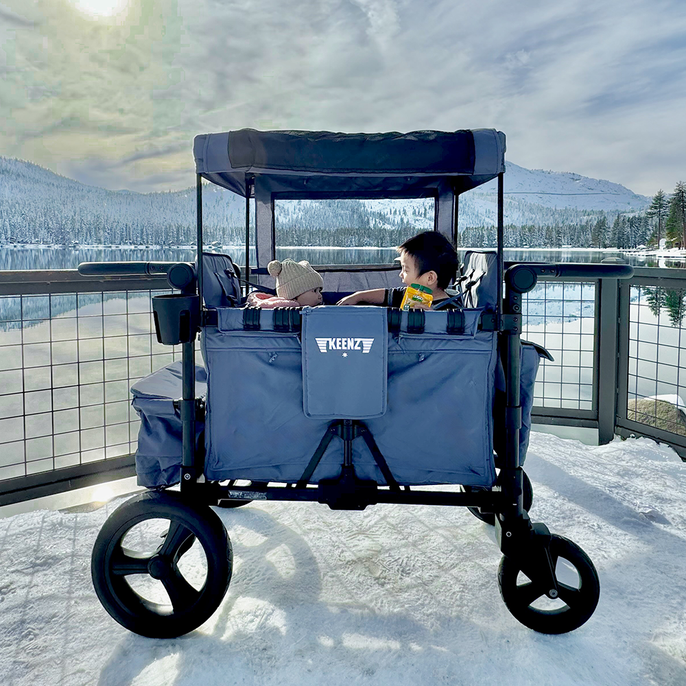Three Little Tots Keenz Moov 2-Passenger Stroller Wagon All-Terrain Comfort for Everyday Movement, in Blue