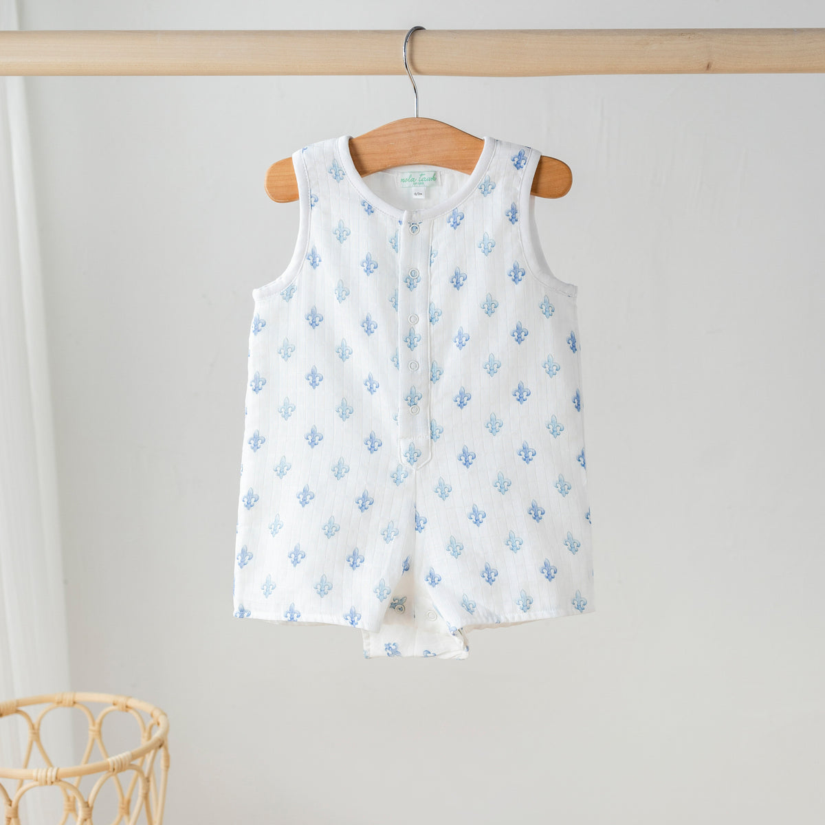 Three Little Tots Fleur De Bleu Organic Muslin Shortall