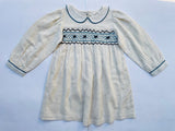 Three Little Tots Natural Linen Blend Hand Smocked Girl's Dress, extra product detail