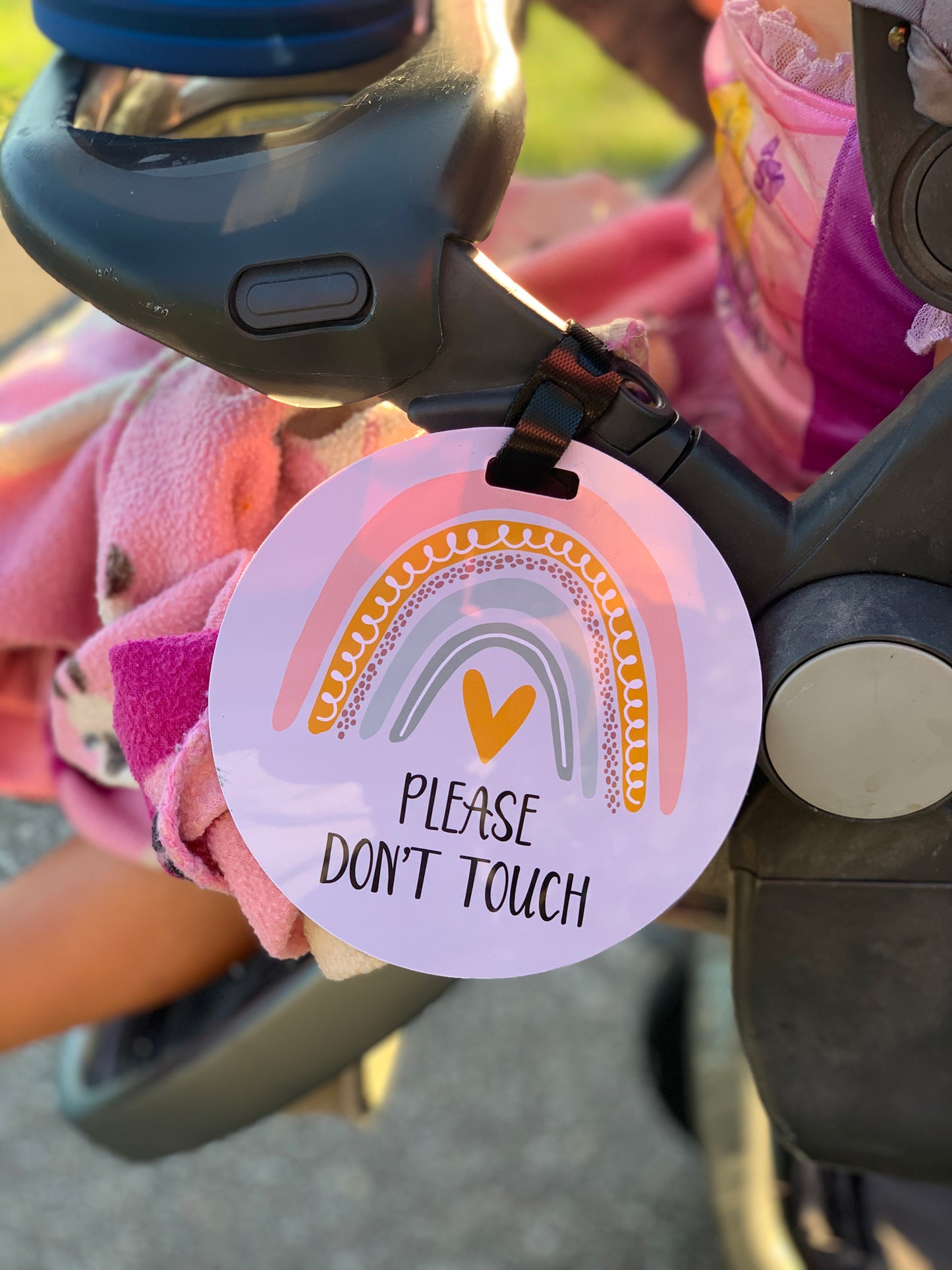 Protect your newborn's space and your peace of mind with our adorable, easy-to-clean No Touch signs for car seats, strollers, and more!