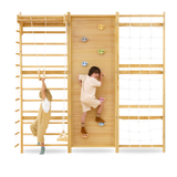 Three Little Tots Walnut Modular Swedish Ladder Jungle Gym - 79 Height - Wall Mounted
