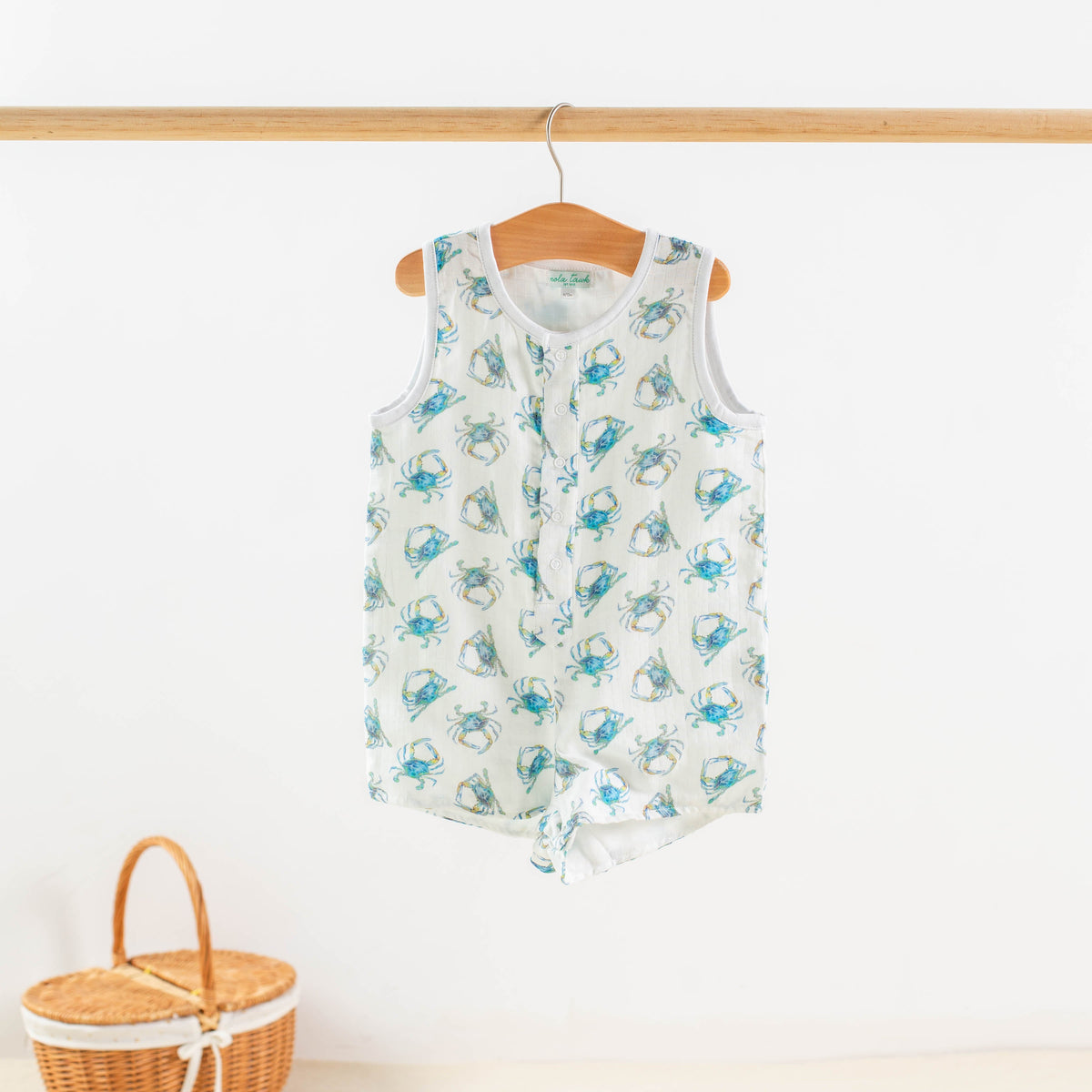 Three Little Tots Catching Crabs Organic Muslin Shortalls