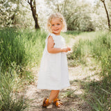 Three Little Tots Off-white Lace Yoke Girl's Dobby Dress