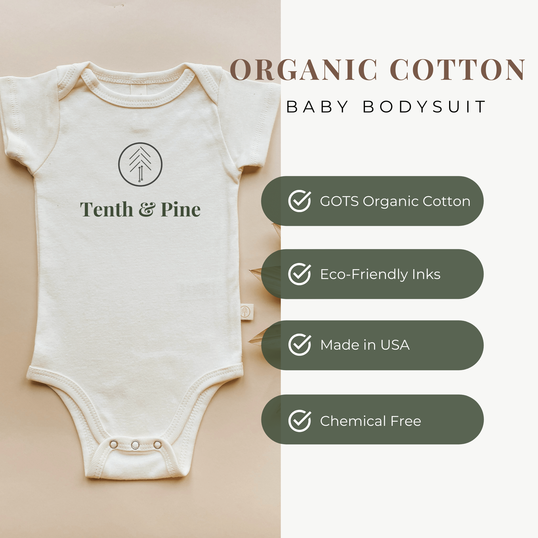 Three Little Tots Little Brother Clay Organic Cotton Baby Bodysuit Short Sleeve, extra product detail