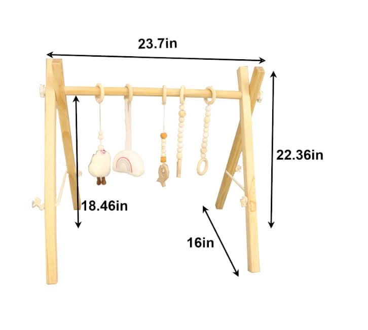 Three Little Tots Lilac Wooden Baby Gym Montessori Infant Play Gym with Hanging Toys, third additional photo