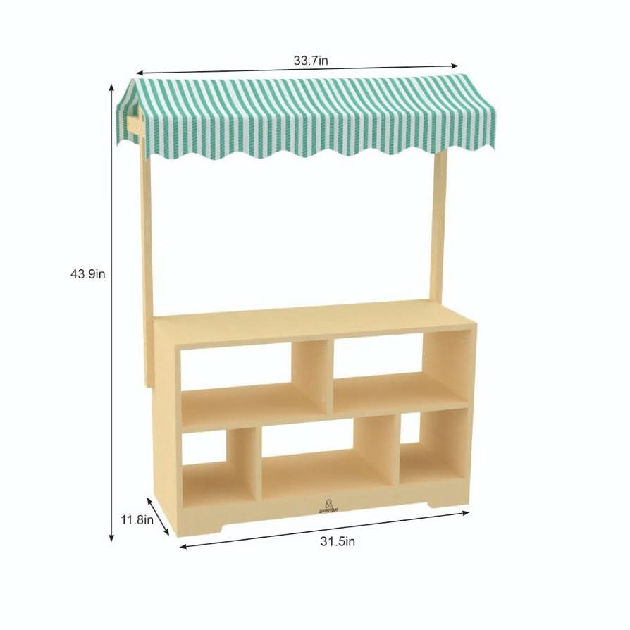 Three Little Tots Holly Wooden Market Stand Kids' Pretend Play Shop and Display Shelf, extra product detail