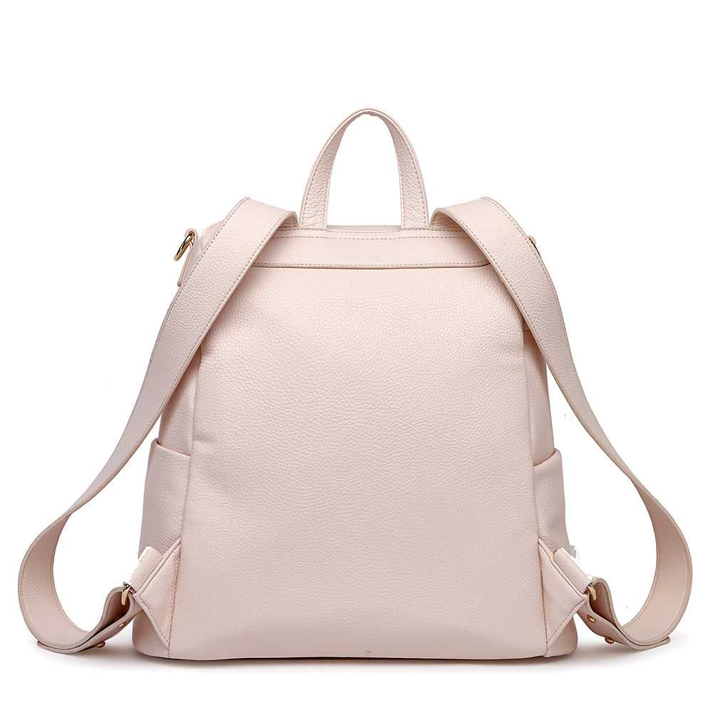 Three Little Tots Signature Diaper Bag Pastel Pink, attached to a car seat or stroller