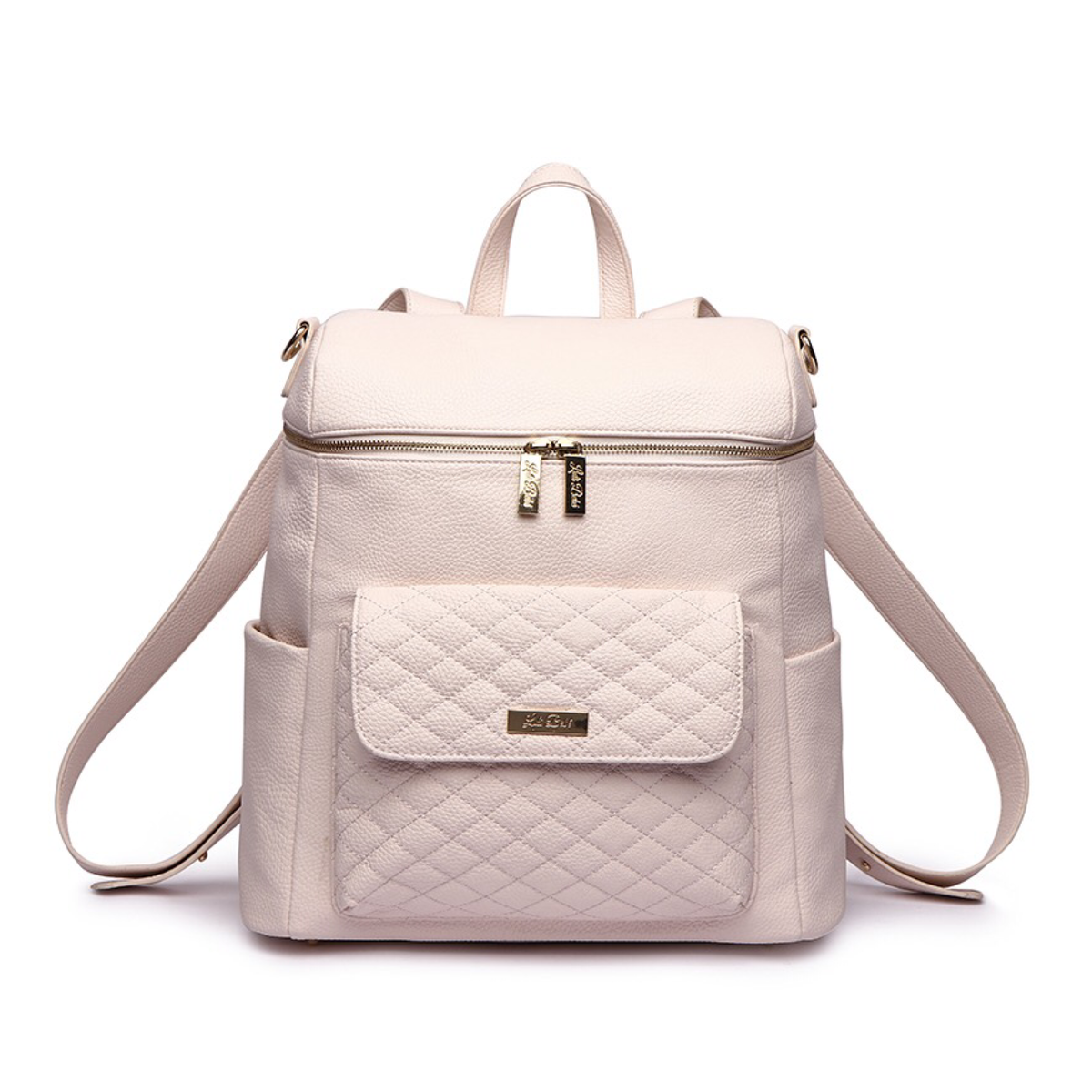 Three Little Tots Signature Diaper Bag Pastel Pink, front view