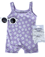 Piper Square Neck Bikeshort Romper - Lavender Bloom