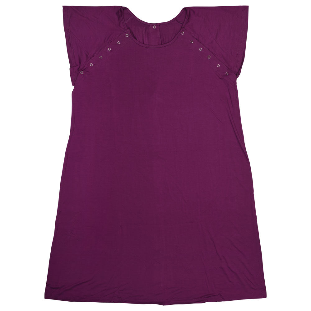 Plum Purple Mommy & Me Matching Labor Gown and Newborn Knotted Baby Gown