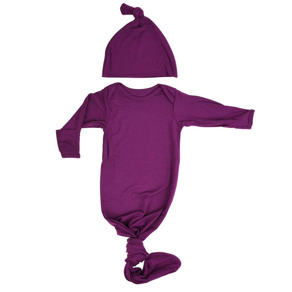 Plum Purple Knotted Newborn Gown