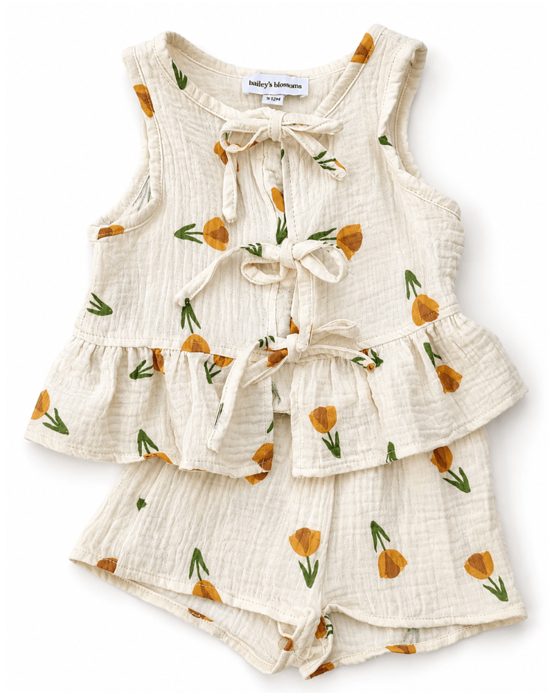 Posie Tie Front Two-Piece Set - Buttercup Bloom