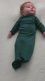 Forest Green Knotted Newborn Baby Gown