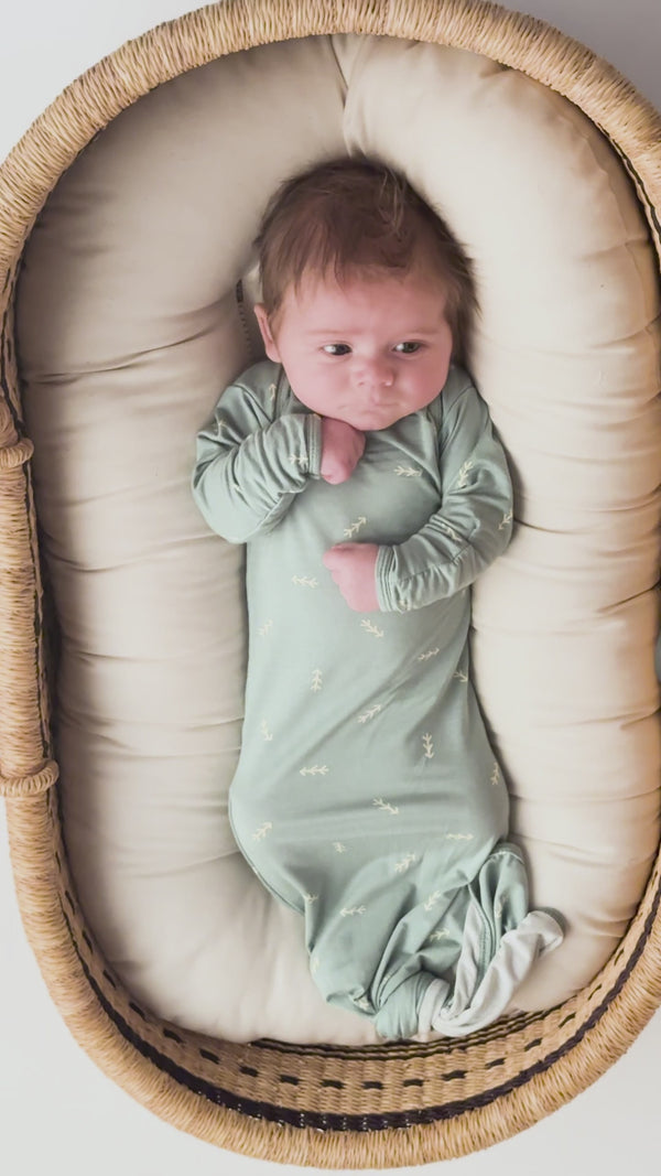 Three Little Tots Arrow Newborn Knotted Baby Gown. Ultra Soft baby gown