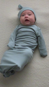 Blue Bird Ribbed Knotted Newborn Gown