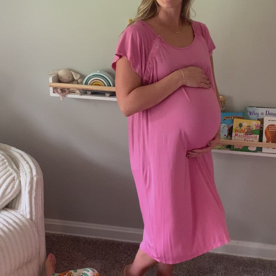 Rose Pink Three Little Tots Labor and Delivery Hospital Gown  for nursing as well