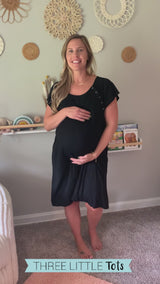 Ultra-soft, stretchy maternity gown with full backside coverage, perfect for pre and post-baby comfort.