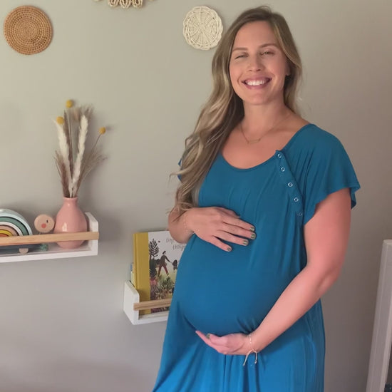 Blue labor and delivery gown super soft and comfortable