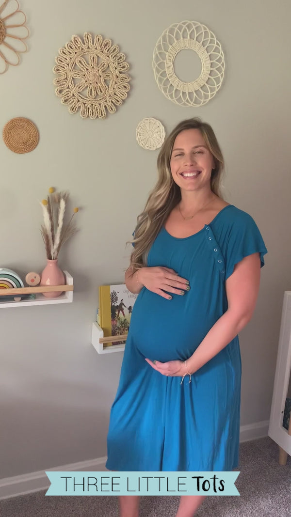 Blue labor and delivery gown super soft and comfortable