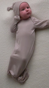 Harbor Mist Neutral Knotted Newborn Baby Gown