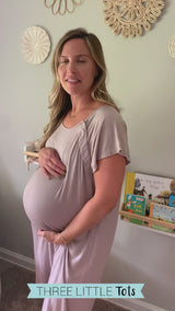 Soft, matching nursing and baby gowns that provide ease for new moms and comfort for newborns.