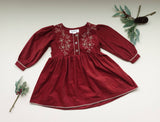 Three Little Tots Red Cord Embroidered Christmas Dress, additional view