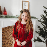 Three Little Tots Red Cord Embroidered Christmas Dress, additional product photo