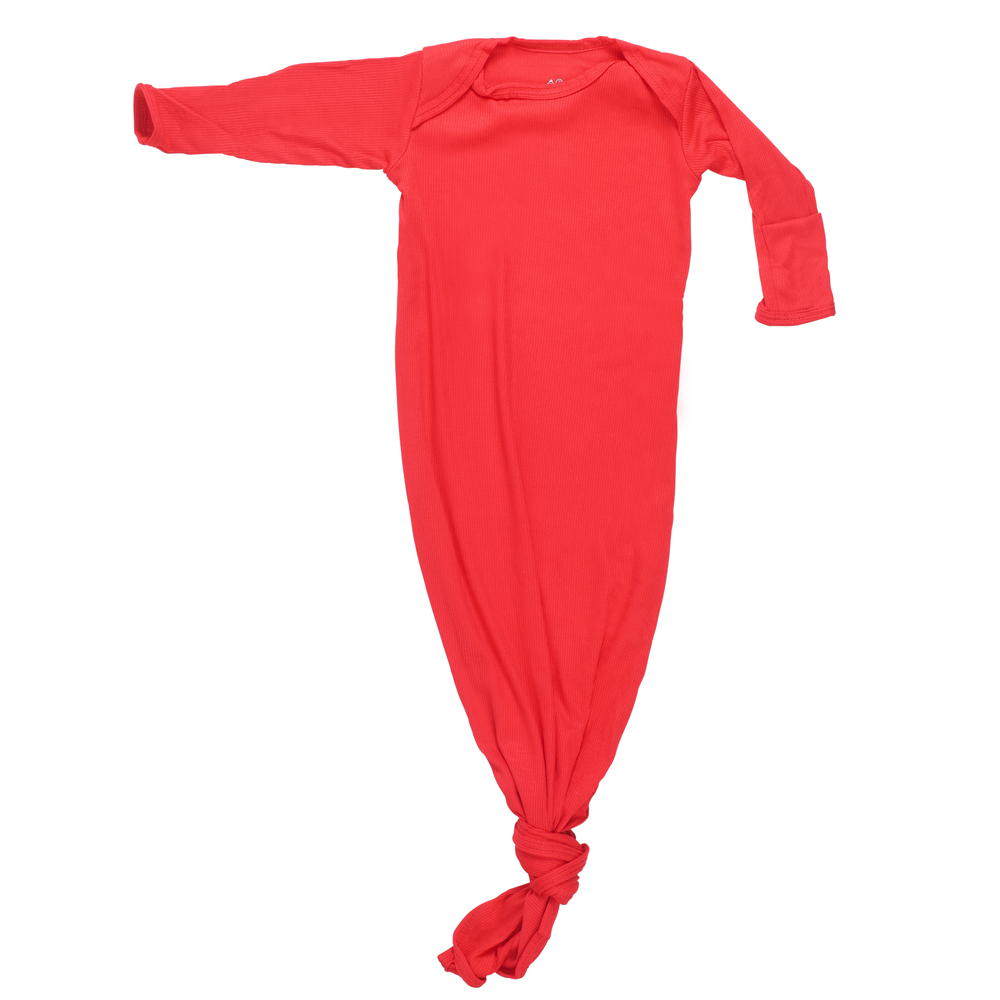 Red Ribbed Knotted Gown